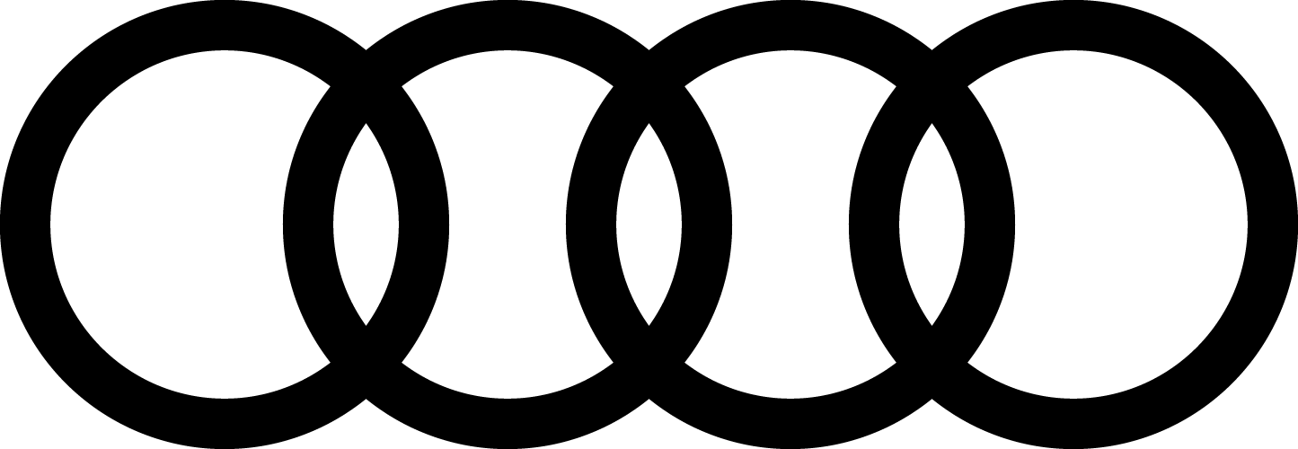 audi branded logo in black and white